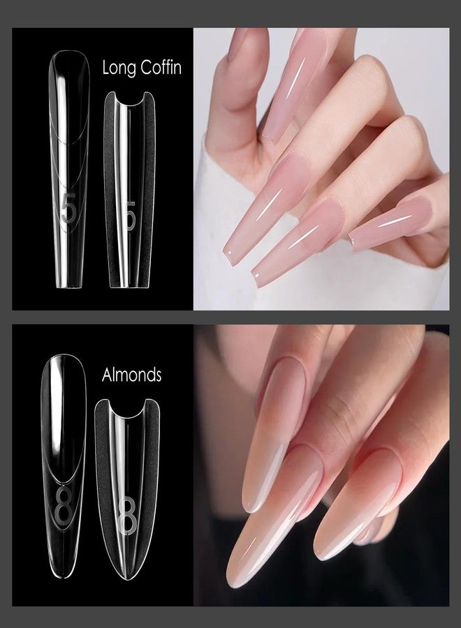 FREEORR 240Pcs Sandwich Nail Forms, 15 Sizes Nail Extensions Dual Forms for Large Wider Normal Petite Beds, Almonds Reusable Plastic Mold Plastic for Salon Manicure Art - Image 2